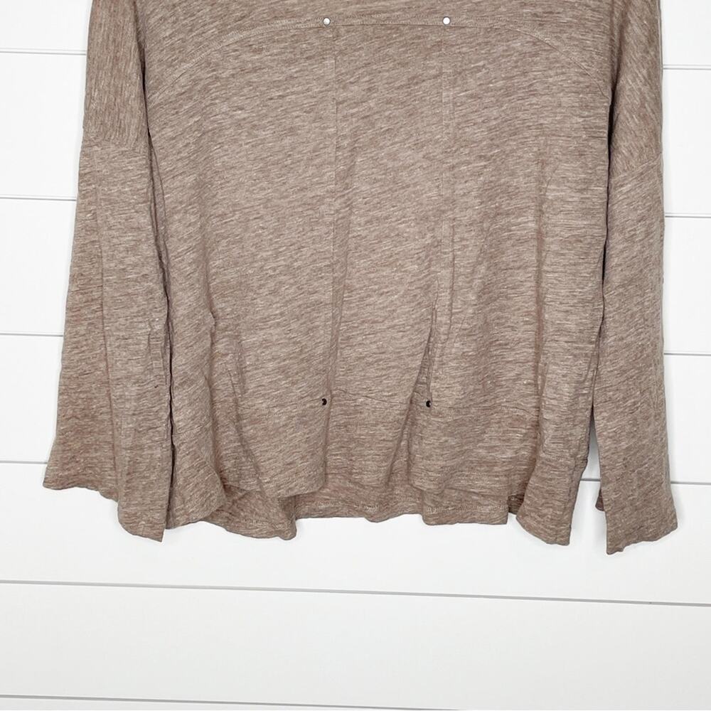 Eileen Fisher Marled Linen Wide Neck Studded Top Brown Size Small - Picture 8 of 9
